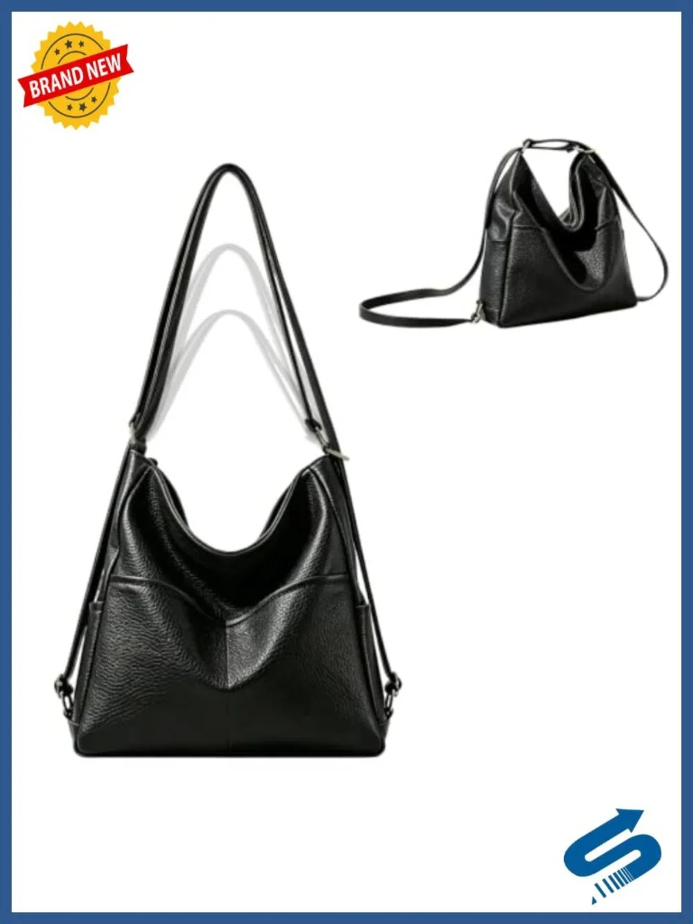 4-in-1 Convertible Backpack Purse for Women, PU Leather, Adjustable Strap